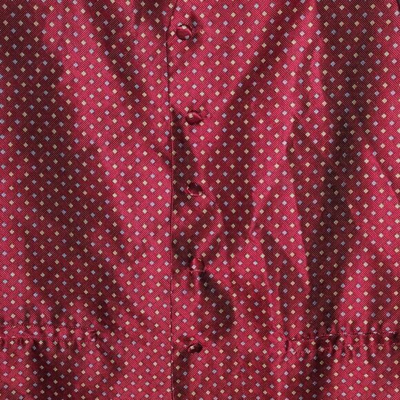 Gino Lussari red with blue and yellow accents silver tux suit party vest  Sz M - Picture 2 of 4